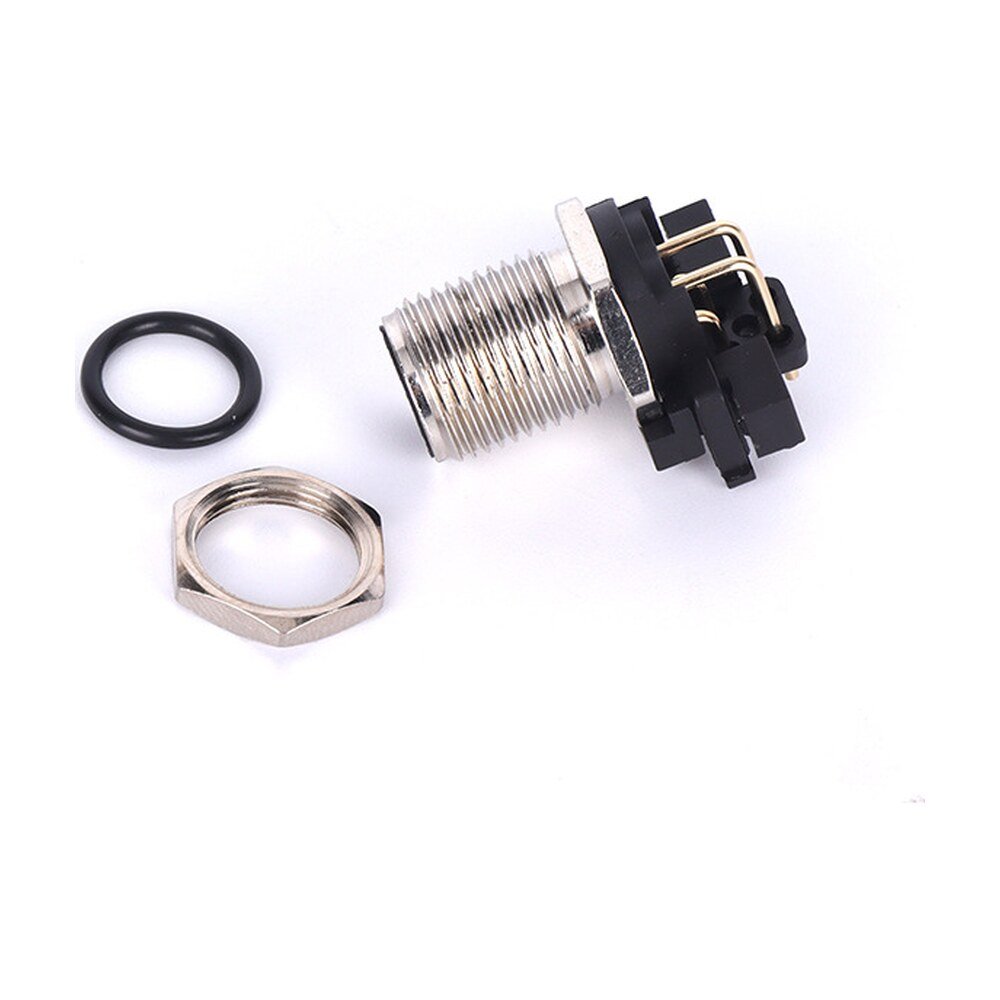 M12 Male Panel Mount Right Angle PCB Electrical Waterproof Connector MR-M12-PM-25