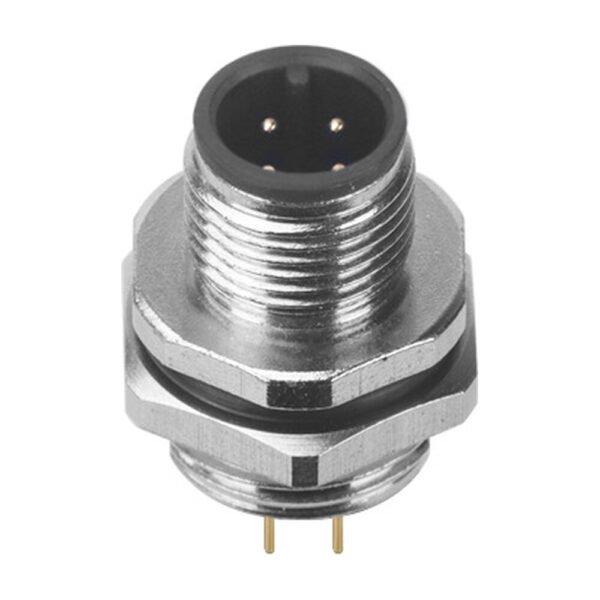 M12 Male Panel Mount Rear Fastened Waterproof Electrical Connector With Thread M16X1.5 MR-M12-PM-26