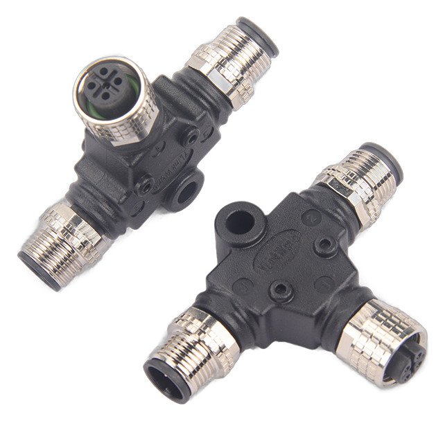 Can Bus 3 Way T Y Type Adapter M12 M8 Y Splitter Cable Female to Male Molded Electrical Connector for Led Outdoor Lighting MR-M12-SA-01