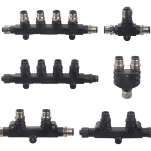 Can Bus 3 Way T Y Type Adapter M12 M8 Y Splitter Cable Female to Male Molded Electrical Connector for Led Outdoor Lighting MR-M12-SA-01