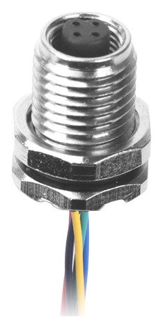 M5 Female Panel Mount Front Fastened Waterproof Connector With Wires MR-M5-PM-01