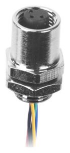 M5 Female Panel Mount Rear Fastened Waterproof Connector With Wires MR-M5-PM-02