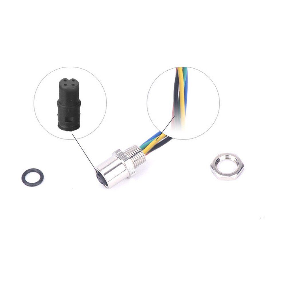 M5 Female Panel Mount Rear Fastened Waterproof Connector With Wires MR-M5-PM-02