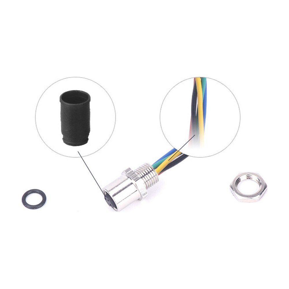 M5 Male Panel Mount Rear Fastened Waterproof Plug With Wires MR-M5-PM-04