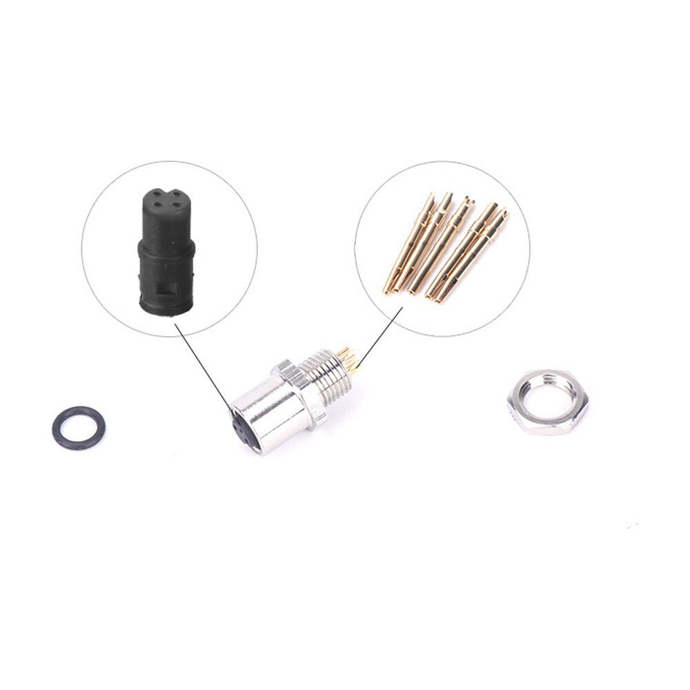 M5 Female Panel Mount Rear Fastened Solder Type Waterproof Connector MR-M5-PM-07
