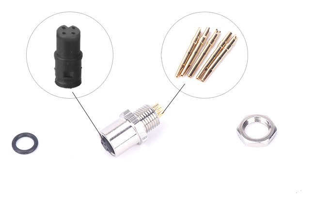 M5 Female Panel Mount Rear Fastened Solder Type Waterproof Connector MR-M5-PM-07