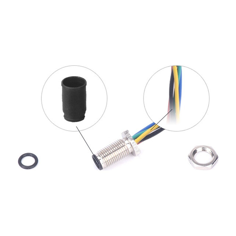 M5 Male Panel Mount Front Fastened Waterproof Plug With Wires MR-M5-PM-09