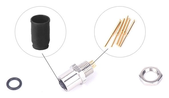 M5 Male Panel Mount Rear Fastened Solder Type Waterproof Plug MR-M5-PM-10