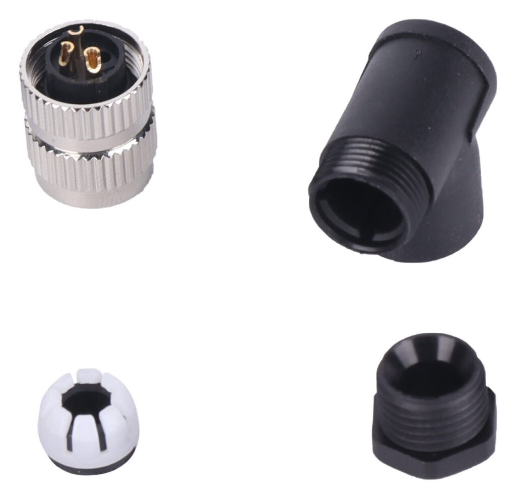 M8 Female Cable Assembly Solder Type Field Wireable Right Angle Waterproof Connector MR-M8-OC-10