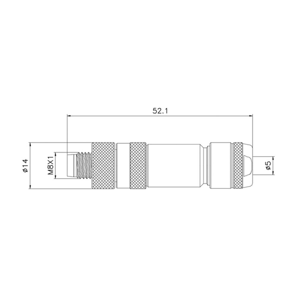 M8 Male Cable Assembly Solder Type Field Wireable Waterproof Connector Metal Shielding MR-M8-OC-14