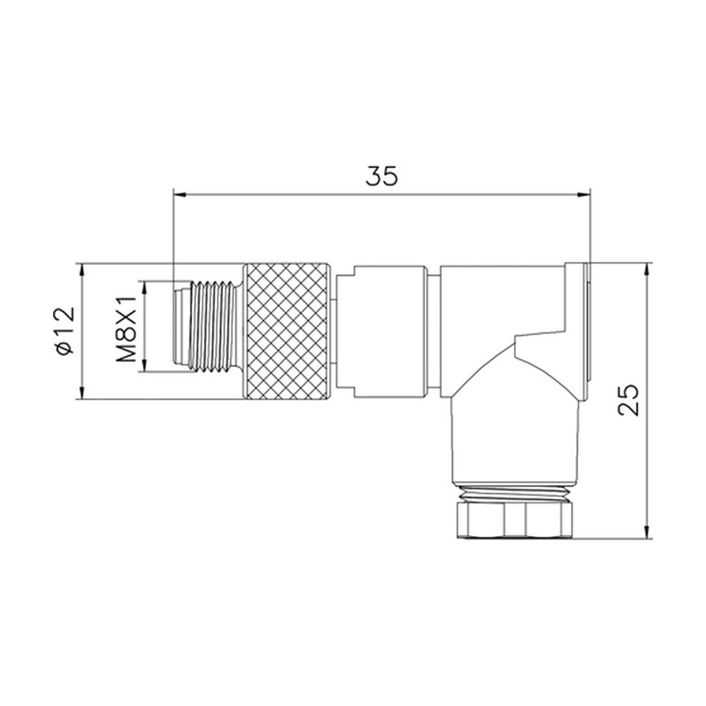 M8 Male Cable Assembly Solder Type Field Wireable Right Angle Waterproof Connector MR-M8-OC-16