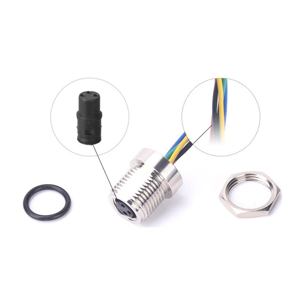 M8 Female Panel Mount Front Fastened Waterproof Eletrical Plug With Wires MR-M8-PM-01
