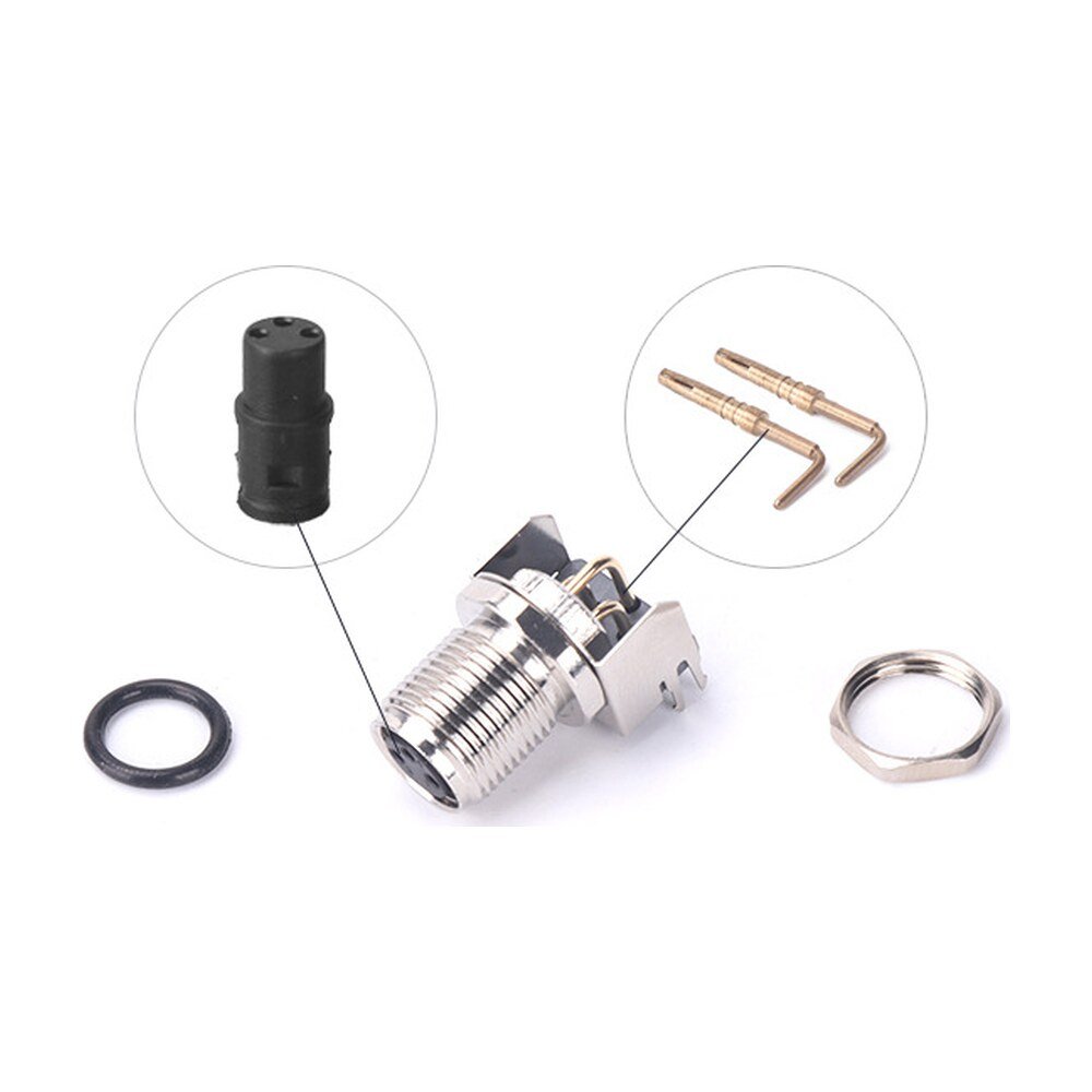 M8 Female Panel Mount Front Fastened PCB Type Right Angle With Shield MR-M8-PM-02