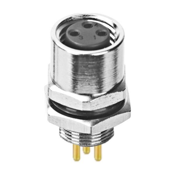 M8 Female Panel Mount Rear Fastened PCB Type Waterproof Socket MR-M8-PM-03