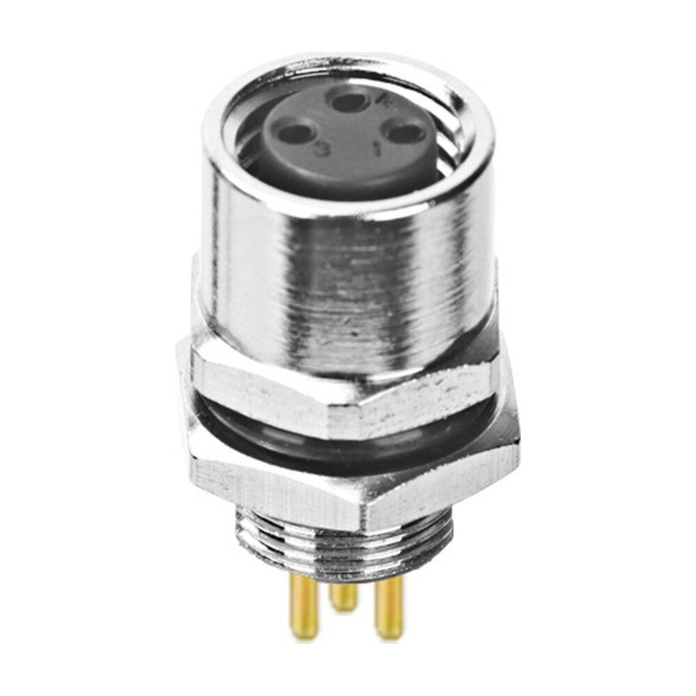 M8 Female Panel Mount Rear Fastened PCB Type Waterproof Socket MR-M8-PM-03