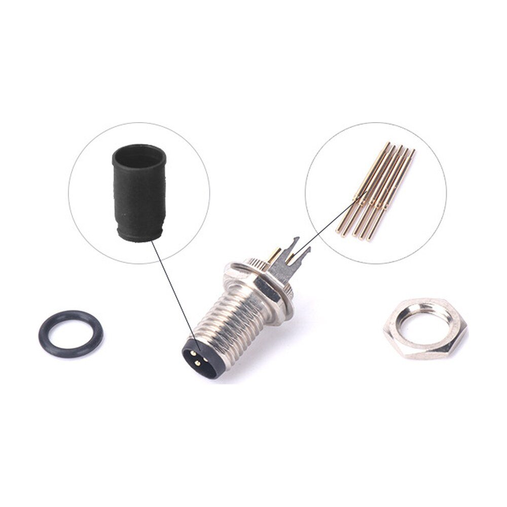 M8 Male Panel Mount Front Fastened PCB Waterproof Electronic Receptacle With Shield MR-M8-PM-04