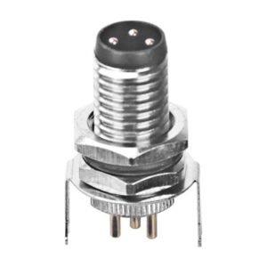 MR-M8-PM-04 - M8 Male Panel Mount Front Fastened PCB Waterproof Electronic Receptacle With Shield