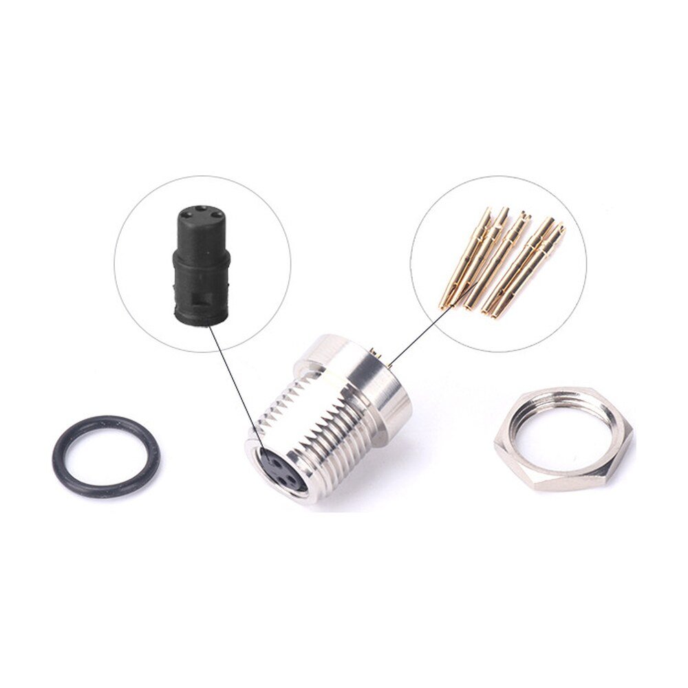 M8 Female Panel Mount Front Fastened Solder Type Waterproof Eletrical Plug MR-M8-PM-06