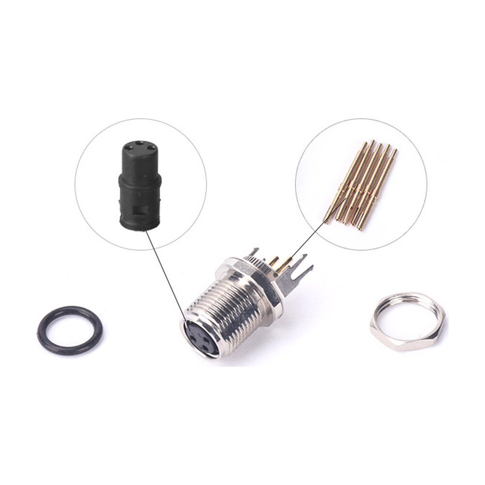 M8 Female Panel Mount Front Fastened PCB Waterproof Electrical Receptacle With Shield MR-M8-PM-07