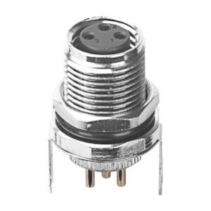 MR-M8-PM-07 - M8 Female Panel Mount Front Fastened PCB Waterproof Electrical Receptacle With Shield