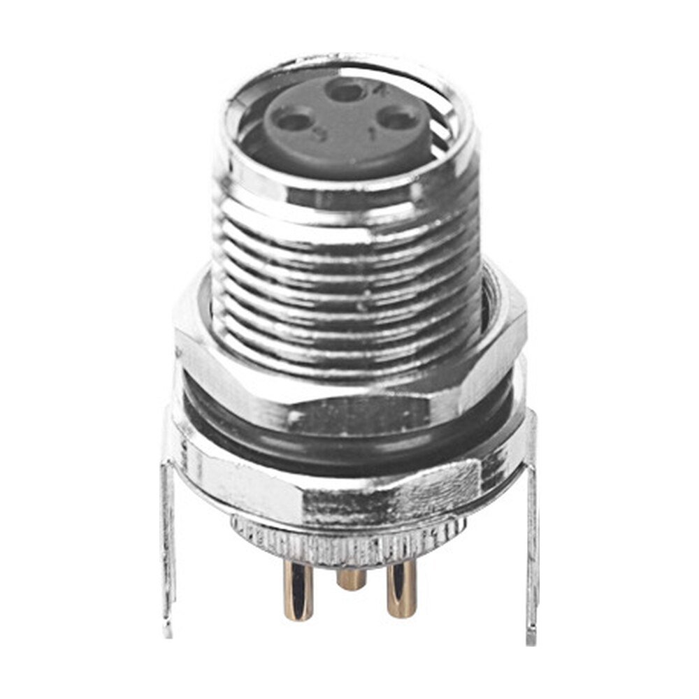 M8 Female Panel Mount Front Fastened PCB Waterproof Electrical Receptacle With Shield MR-M8-PM-07