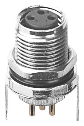 M8 Female Panel Mount Front Fastened PCB Waterproof Electrical Receptacle With Shield MR-M8-PM-07