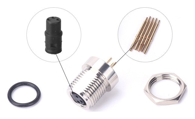 M8 Female Panel Mount Front Fastened PCB Type Waterproof Eletrical Plug MR-M8-PM-08