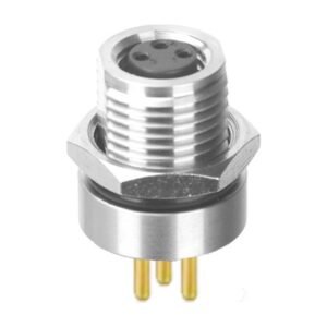 MR-M8-PM-08 - M8 Female Panel Mount Front Fastened PCB Type Waterproof Eletrical Plug