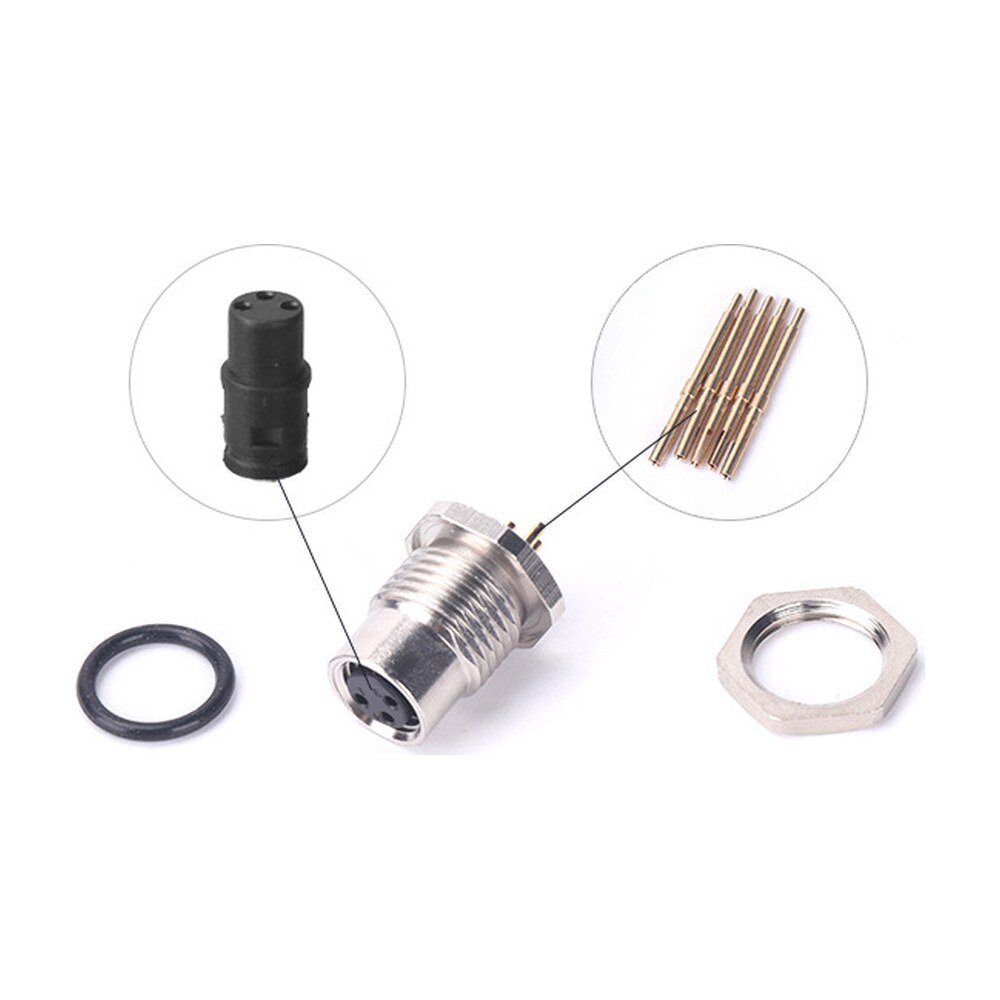 M8 Female Panel Mount Front Fastened Waterproof Electronic Connector With Thread M11x1 MR-M8-PM-09