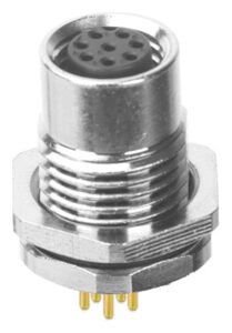 M8 Female Panel Mount Front Fastened Waterproof Electronic Connector With Thread M11x1 MR-M8-PM-09