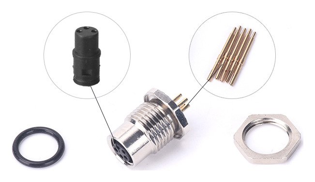 M8 Female B Coded Panel Mount Front Fastened Waterproof Eletrical Plug MR-M8-PM-10