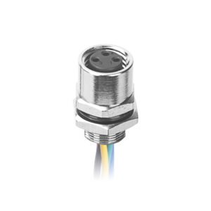 M8 Female Panel Mount Rear Fastened Waterproof Eletrical Plug With Wires MR-M8-PM-11