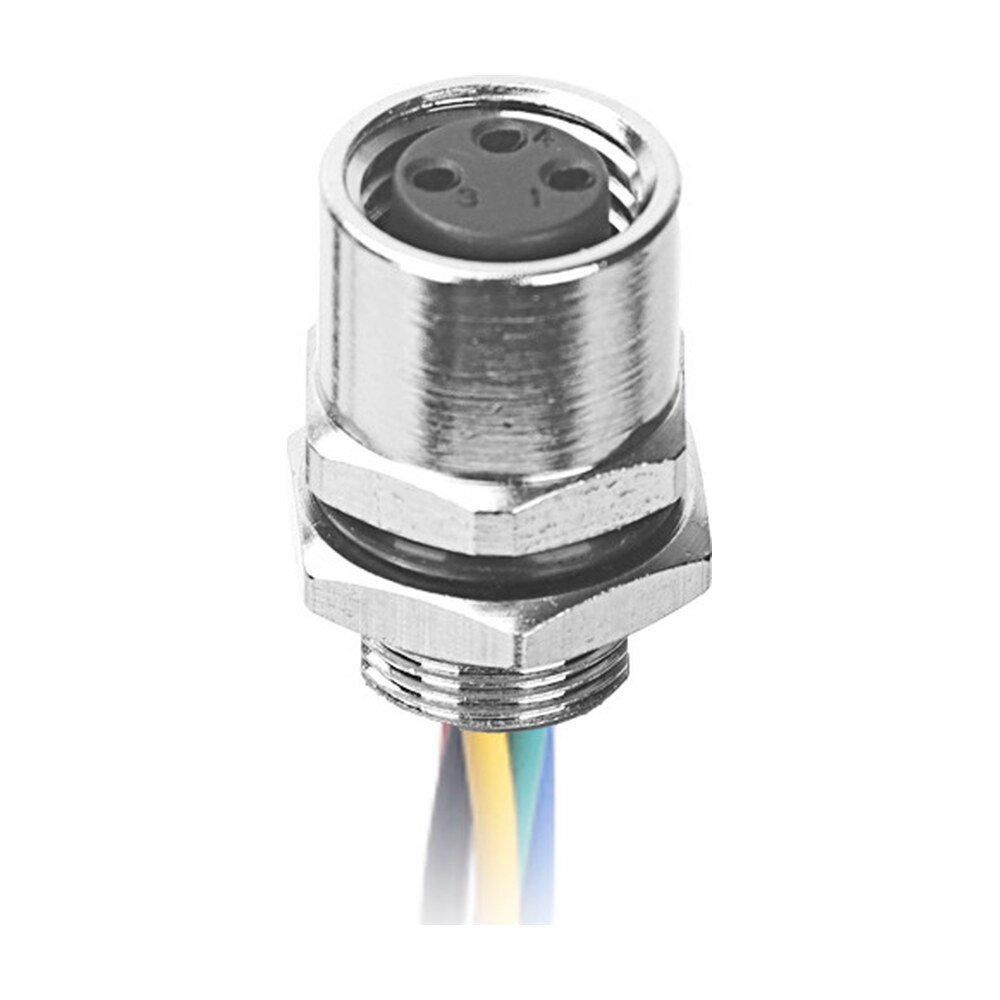 M8 Female Panel Mount Rear Fastened Waterproof Eletrical Plug With Wires MR-M8-PM-11