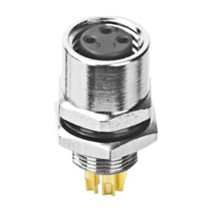MR-M8-PM-12 - M8 Female Panel Mount Rear Fastened Solder Type Waterproof Eletrical Plug