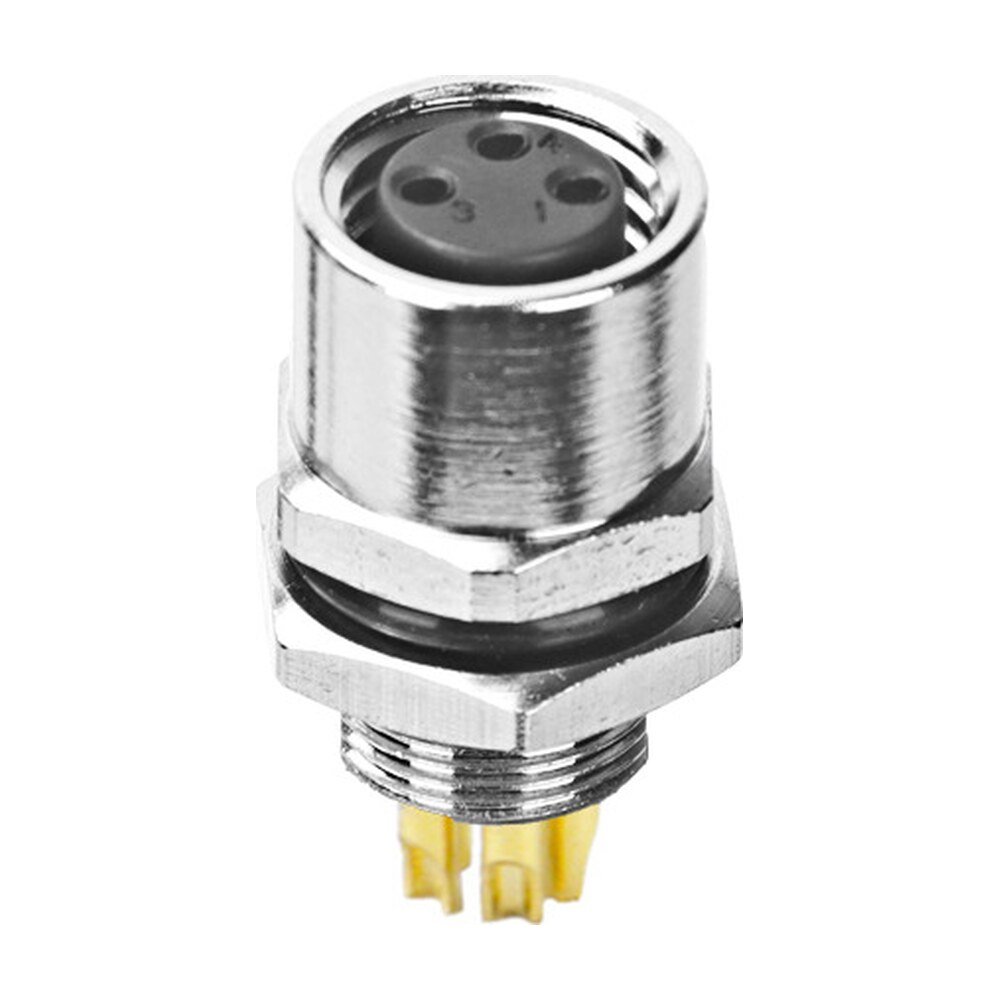 M8 Female Panel Mount Rear Fastened Solder Type Waterproof Eletrical Plug MR-M8-PM-12