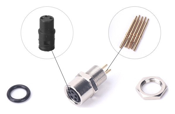 M8 Female B Coded Panel Mount Rear Fastened Waterproof Eletrical Plug MR-M8-PM-13