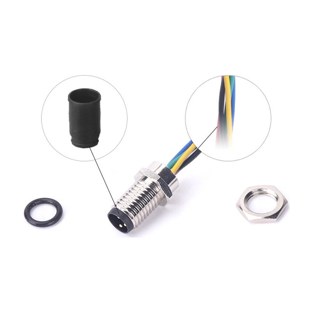 M8 Male Panel Mount Front Fastened Waterproof electronic Plug With Wires MR-M8-PM-14