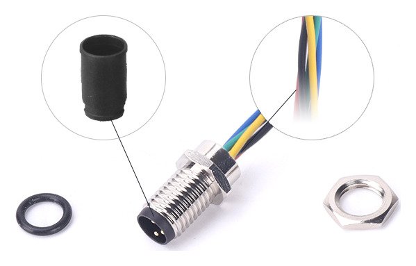 M8 Male Panel Mount Front Fastened Waterproof electronic Plug With Wires MR-M8-PM-14