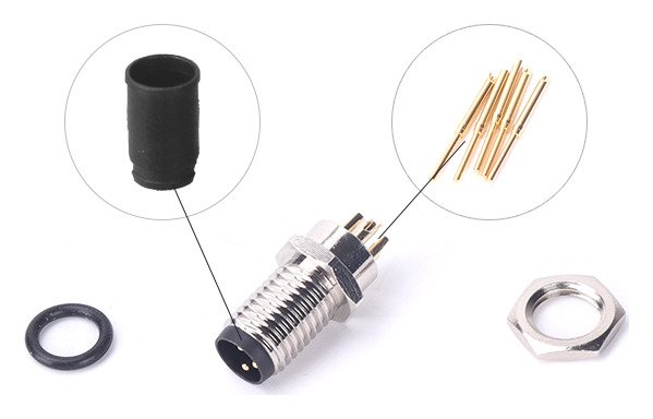 M8 Male Panel Mount Front Fastened Solder Type Waterproof electronic Plug MR-M8-PM-15