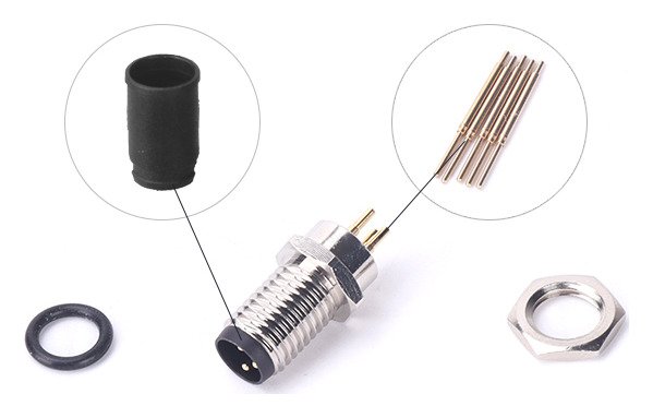 M8 Male Panel Mount Front Fastened PCB Type Waterproof electronic Plug MR-M8-PM-16