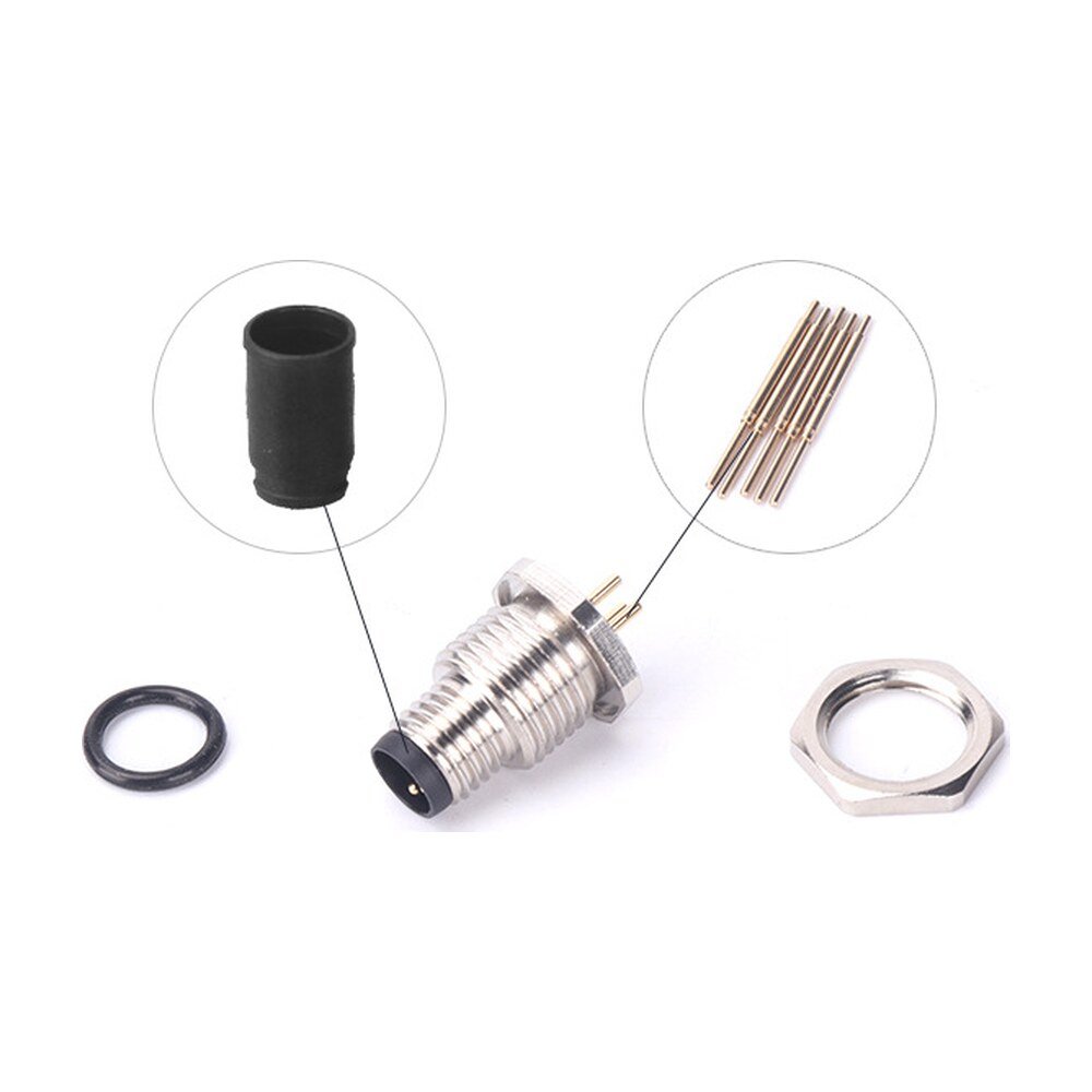 M8 Male Panel Mount Front Fastened Waterproof Electronic Connector With Thread M11x1 MR-M8-PM-17