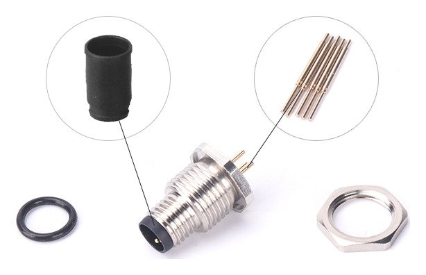 M8 Male Panel Mount Front Fastened Waterproof Electronic Connector With Thread M11x1 MR-M8-PM-17