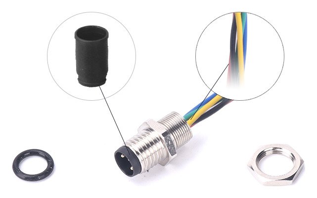 M8 Male Panel Mount Rear Fastened Solder Type Waterproof electronic Plug MR-M8-PM-19