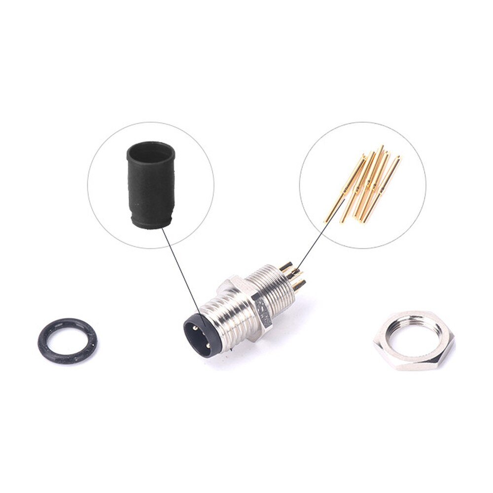 M8 Male Panel Mount Rear Fastened Solder Type Waterproof electronic Plug MR-M8-PM-20