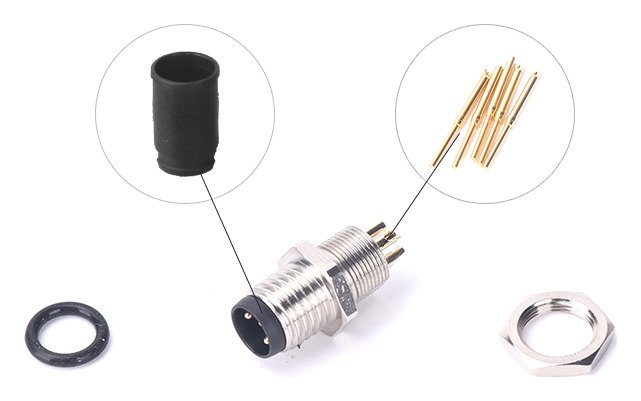 M8 Male Panel Mount Rear Fastened Solder Type Waterproof electronic Plug MR-M8-PM-20