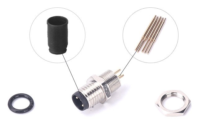 M8 Male Panel Mount Rear Fastened PCB Type Waterproof electronic Plug MR-M8-PM-21
