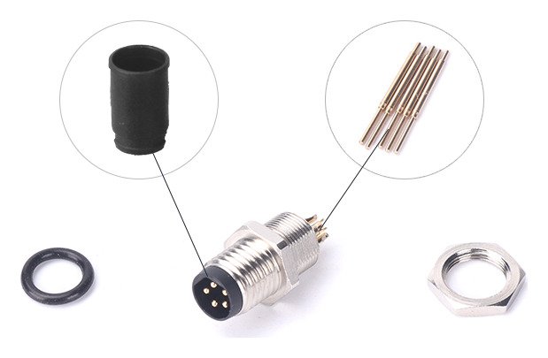M8 Male Panel Mount Rear Fastened Waterproof Electronic Connector MR-M8-PM-22