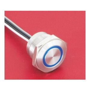 MR-MTA16F-10E 16 mm Micro-Travel Metal Push Button - Ring Illumination, 1NO, Wire Leads
