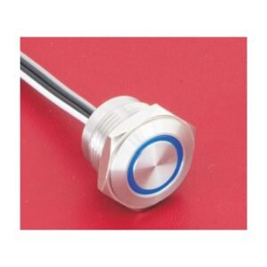 MR-MTA16F-10E 16 mm Micro-Travel Metal Push Button - Ring Illumination, 1NO, Wire Leads