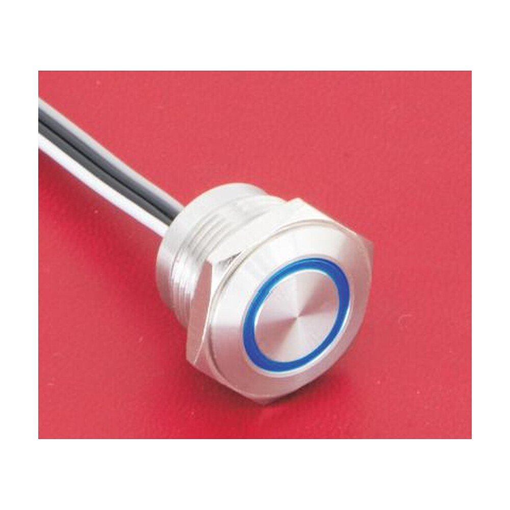 MR-MTA16F-10E 16 mm Micro-Travel Metal Push Button - Ring Illumination, 1NO, Wire Leads